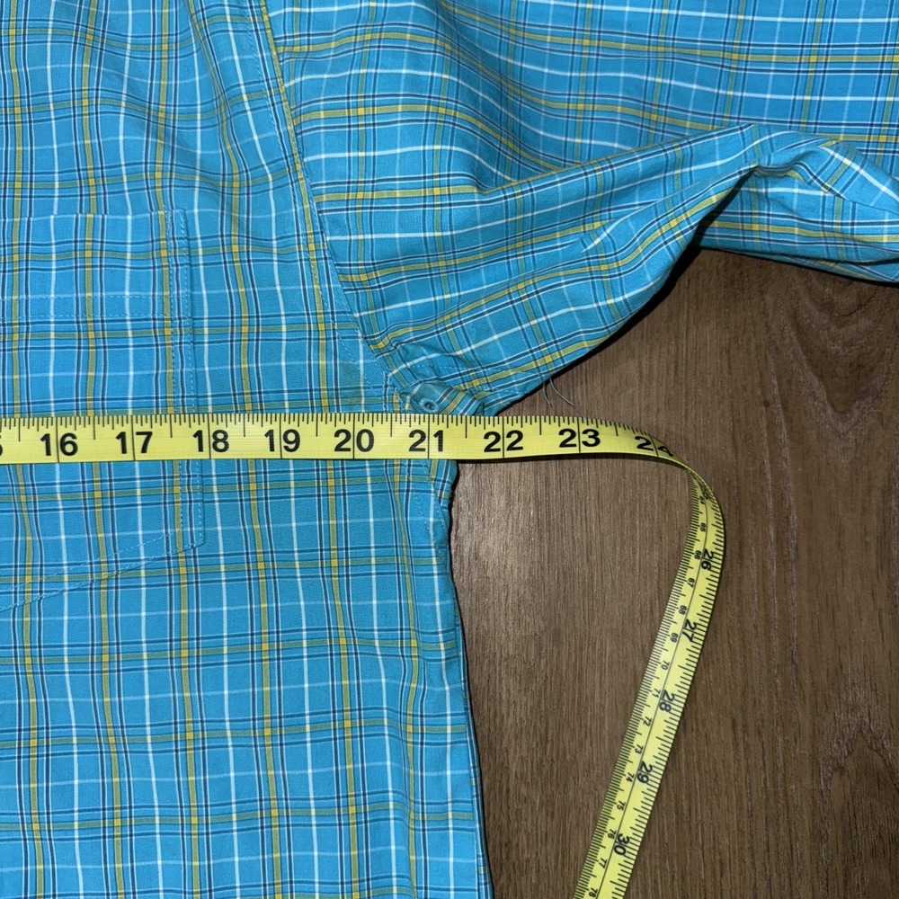 Ariat Pro Series Mens Aqua/yellow Plaid Long Sleeve Button Down Shirt Size Small - Picture 6 of 9